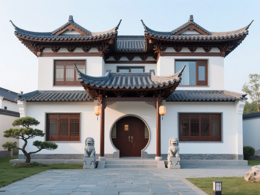 在新加坡搭建的中式風格的輕鋼別墅 在新加坡搭建的中式風格的輕鋼別墅